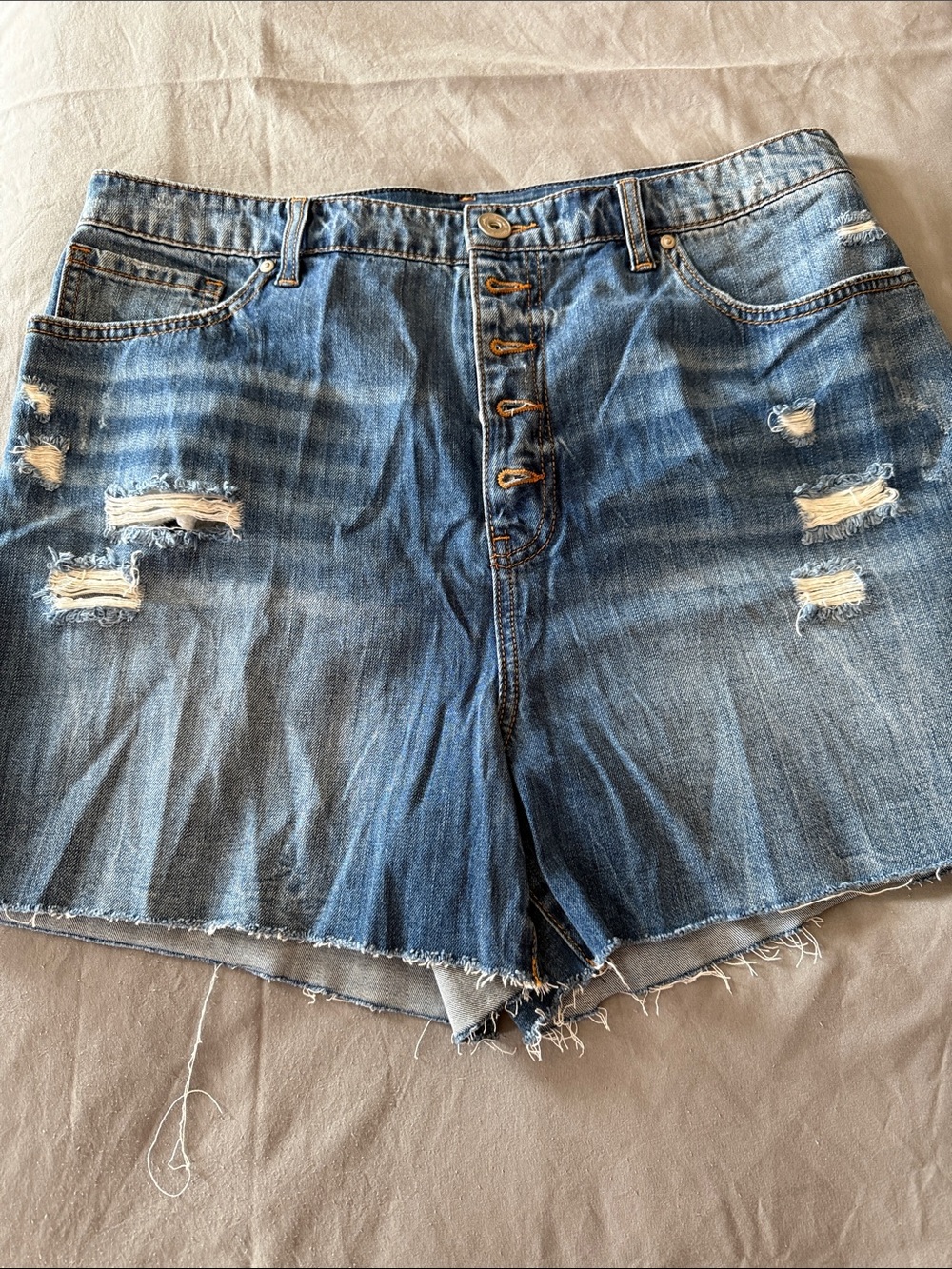 INC International Concepts Distressed Medium Blue Jean Shorts